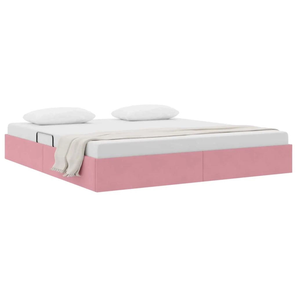 Letto ottomano con archiviazione Rosa 180 x 200 cm Velluto 3442903
