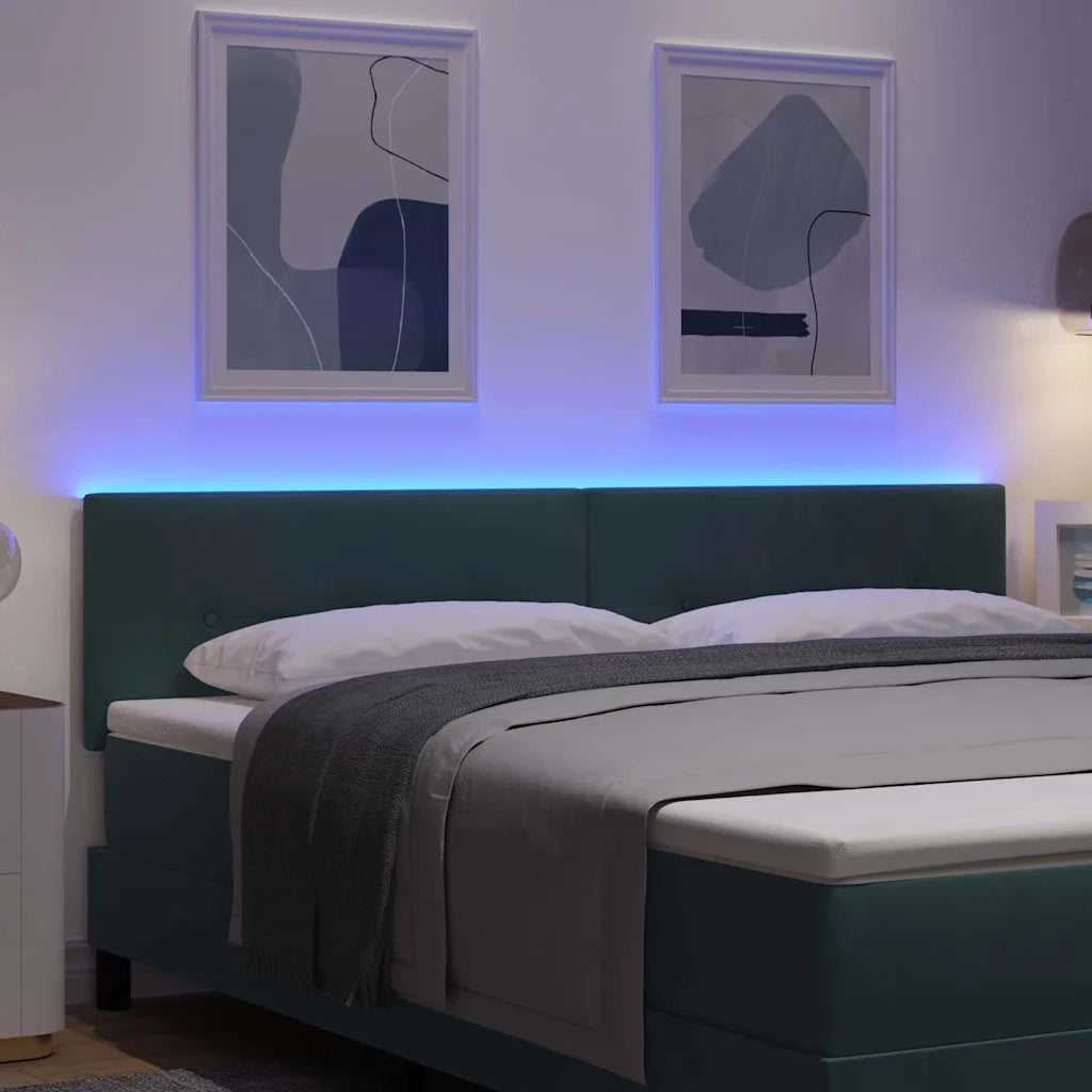Testiera | Testata LED con strisce LED Verde 180 cm Velluto