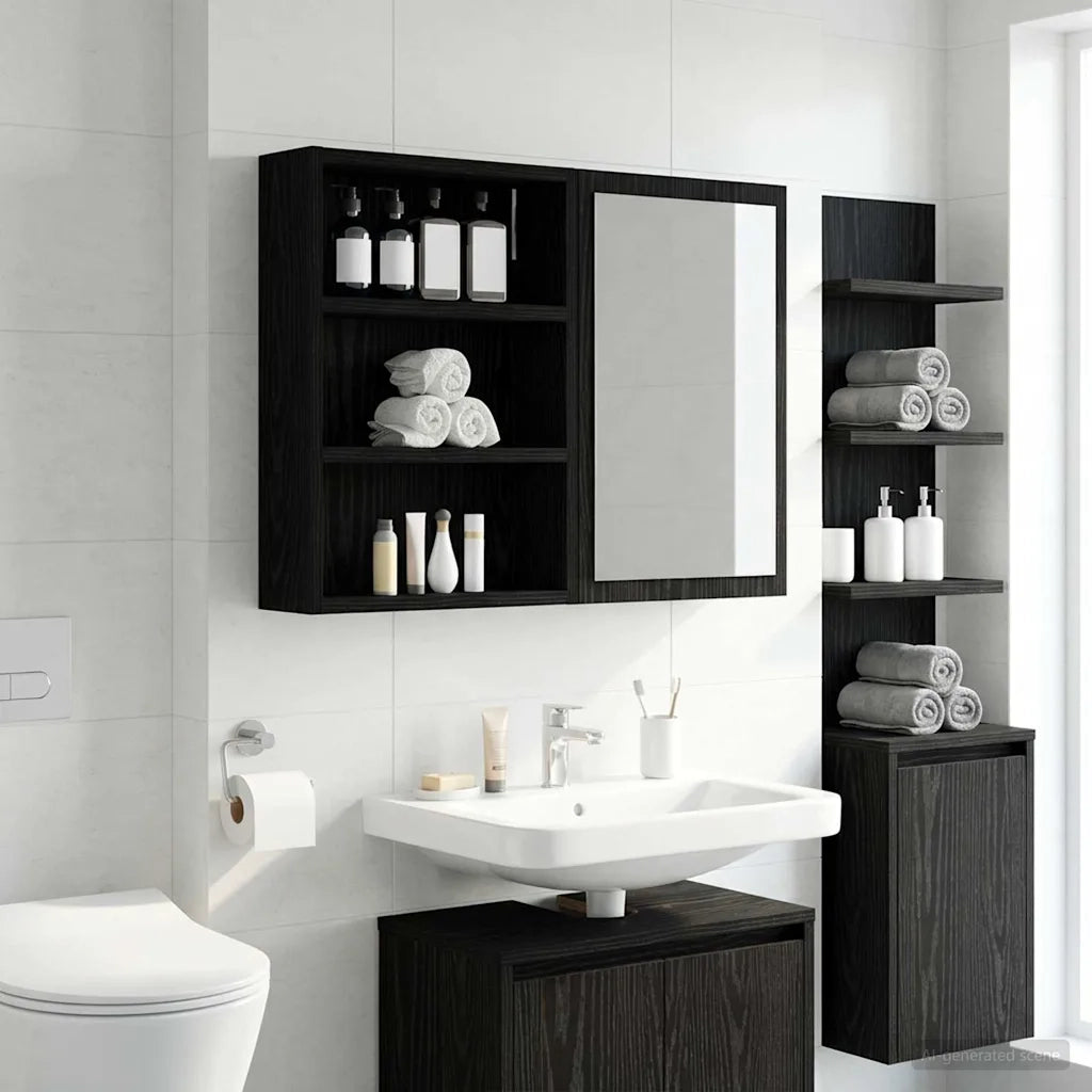 Armoire murale de salle de bain Chêne noir 40 x 10 x 50 cm