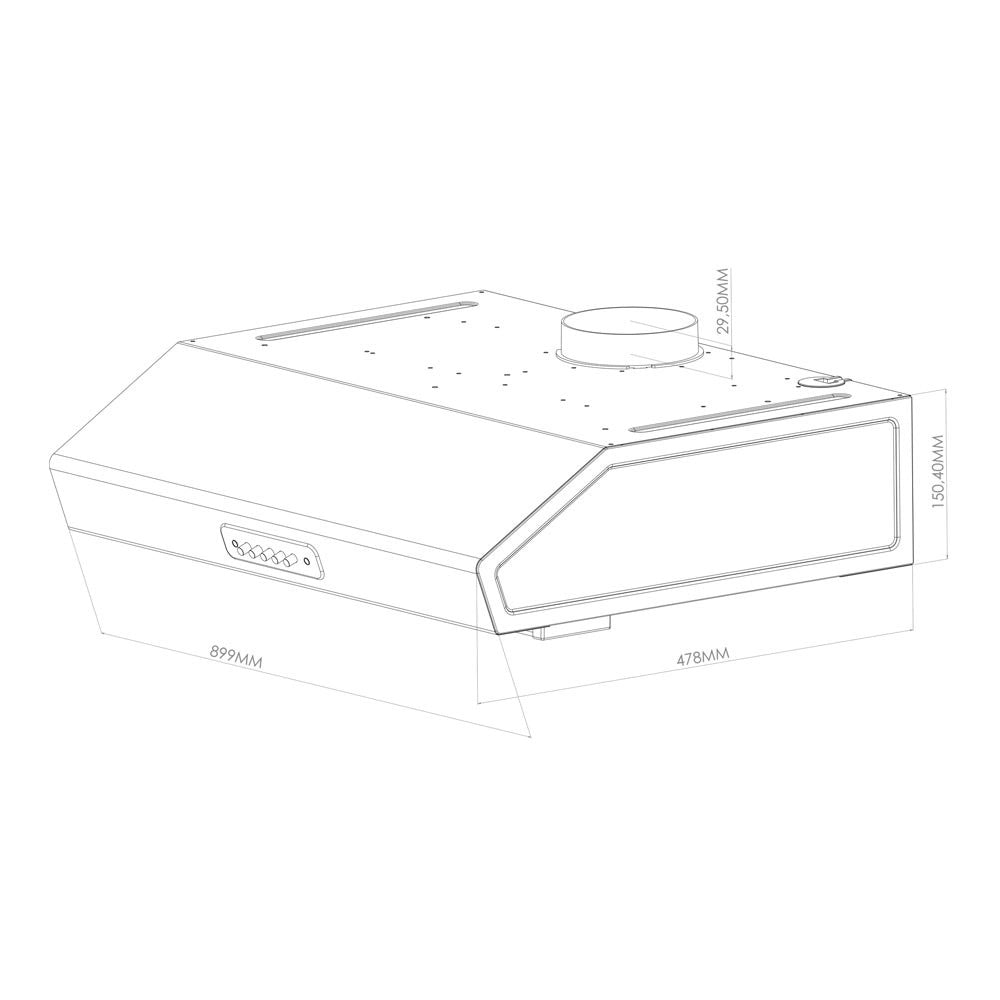 Samet Gruppo cappa sottopensile Tornado 90 luce led potenza aspirante 280 m3/h 90 cm. bianco classe D