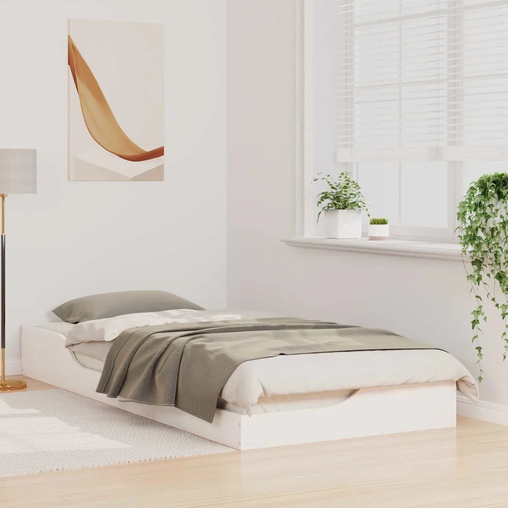 Letto singolo | Letto per adulti | Struttura del letto Bianco 90 x 210 cm Pino massello