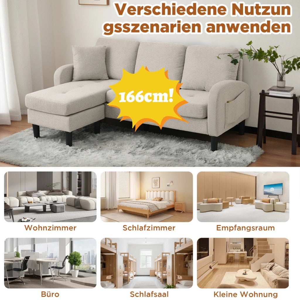 Divano angolare modulare 3 posti con chaise longue