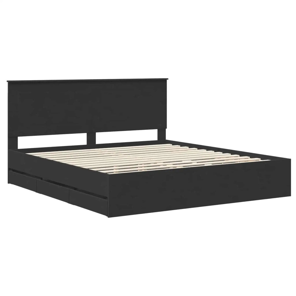 Letto matrimoniale | Letto per adulti | Struttura del letto Nero 200 x 200 cm Legno Ingegnerizzato