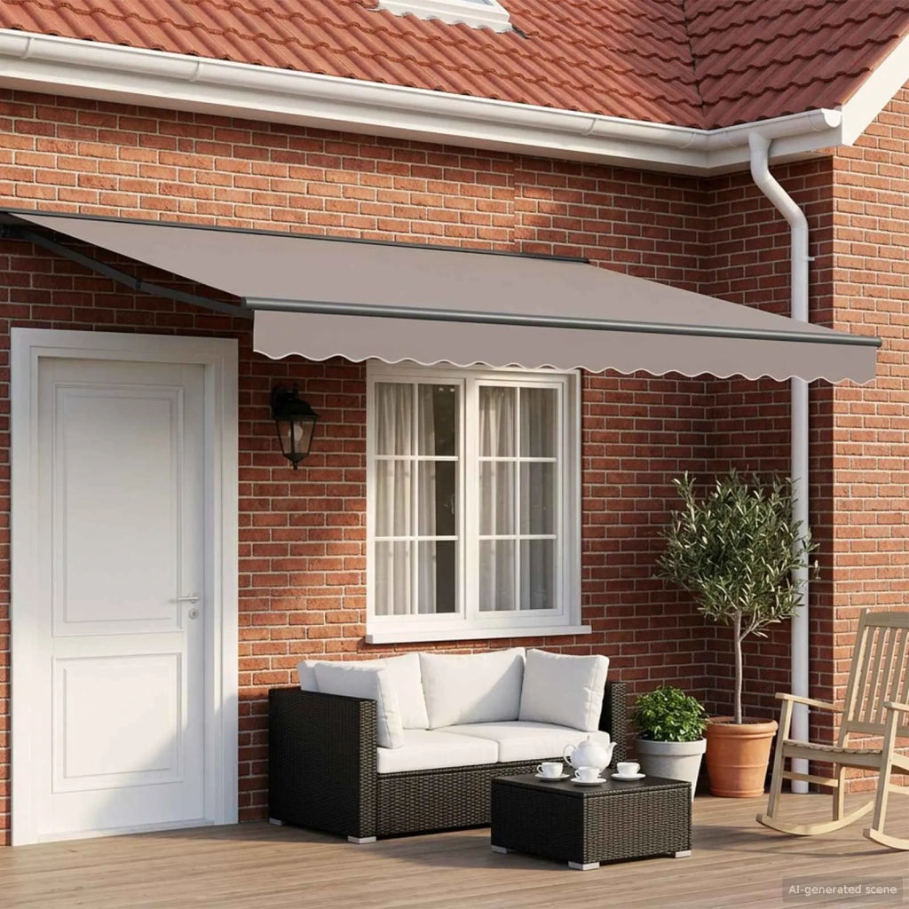 Cornice per Tenda Manuale con LED Antracite 4 × 3,5 m Alluminio 42024813