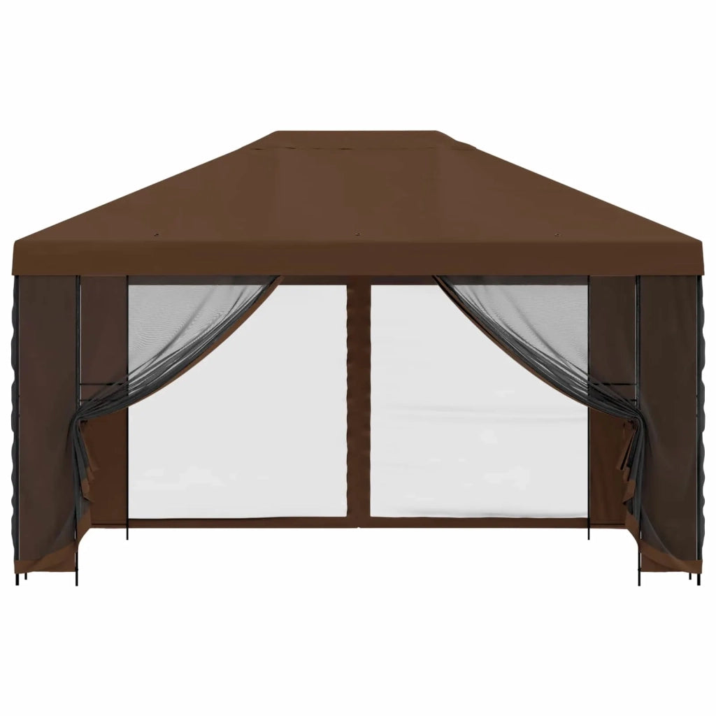 Gazebo da giardino con pareti laterali 4 × 3 m Marrone 900396