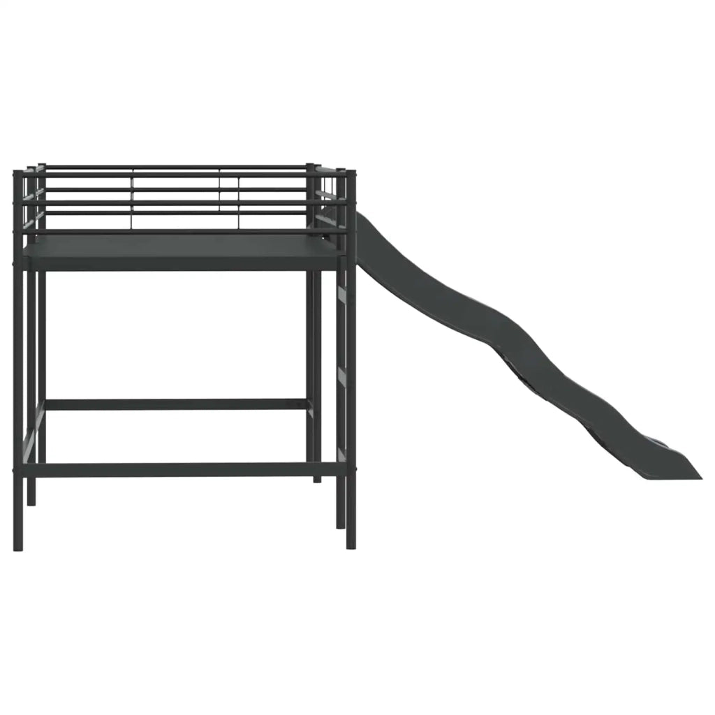 Letto loft per bambini con scivolo Nero e antracite