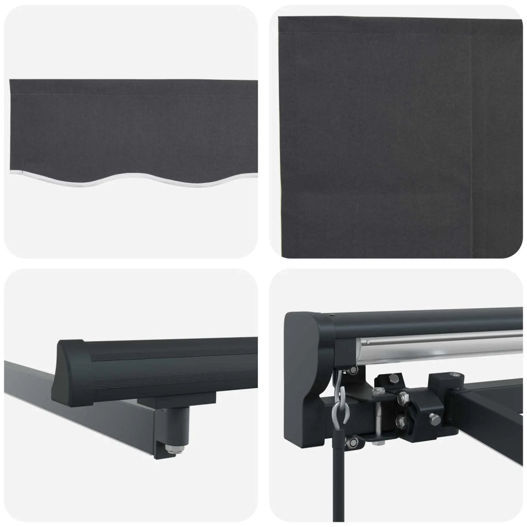 Cornice per Tenda Manuale con LED Antracite 3,5 x 2,5 m 3420822