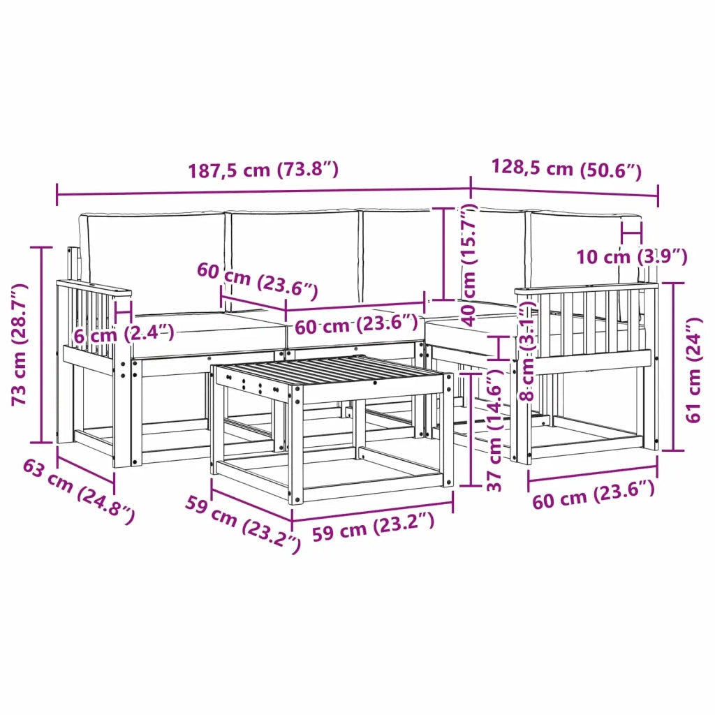 Set di divani da esterno 5 pz Bianco e Beige 3387592