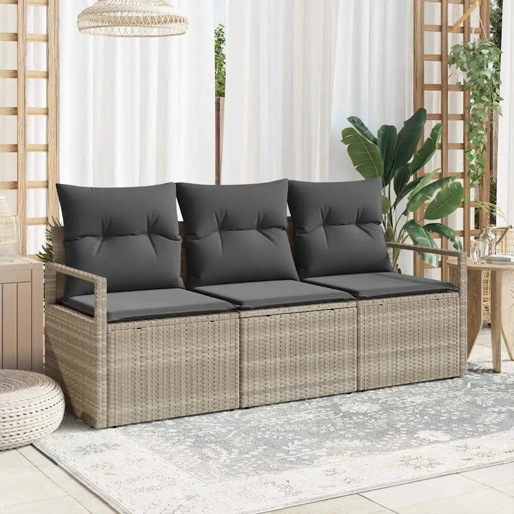 Set di divani 3 pcs Grigio chiaro polyrattan 3346242