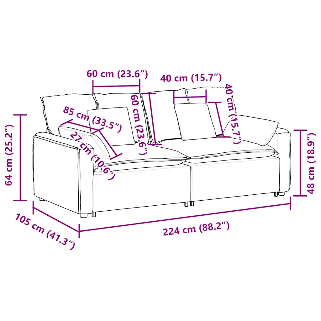 Divano Modulare con Cuscini Grigio Chiaro 3321137