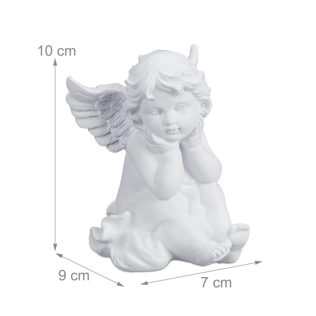 Set di 2 decorazioni per tomba angelo simbolo di protezione 30 x 15 x 10 cm in resina artificiale grigia 13_0014793
