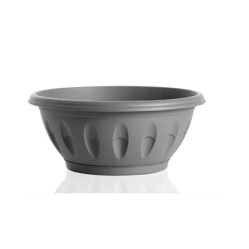 VASO ALBA A CIOTOLA ALBA CON SOTTOVASO 40 CM COLORE GRIGIO
