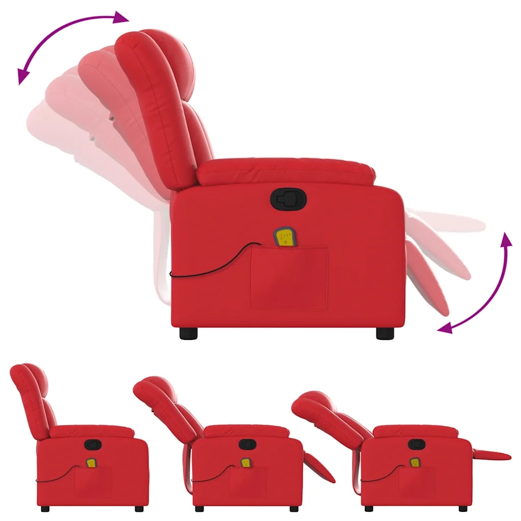 Fauteuil de massage inclinable rouge similicuir