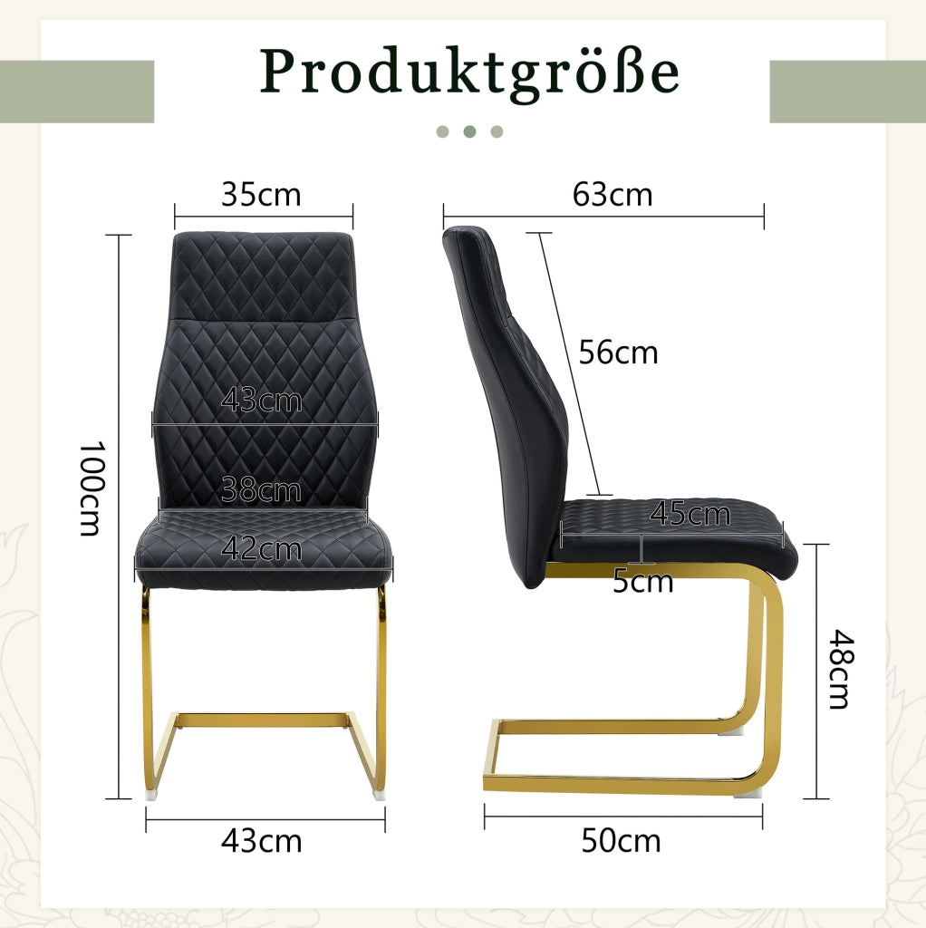 SEDIA Imbottita Rombi 100 cm Nero/Oro Set da 2 pezzi