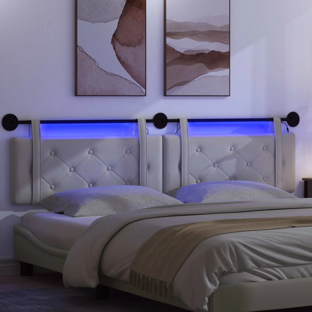Testiera | Testata sospesa Con luce LED Bianco Similpelle