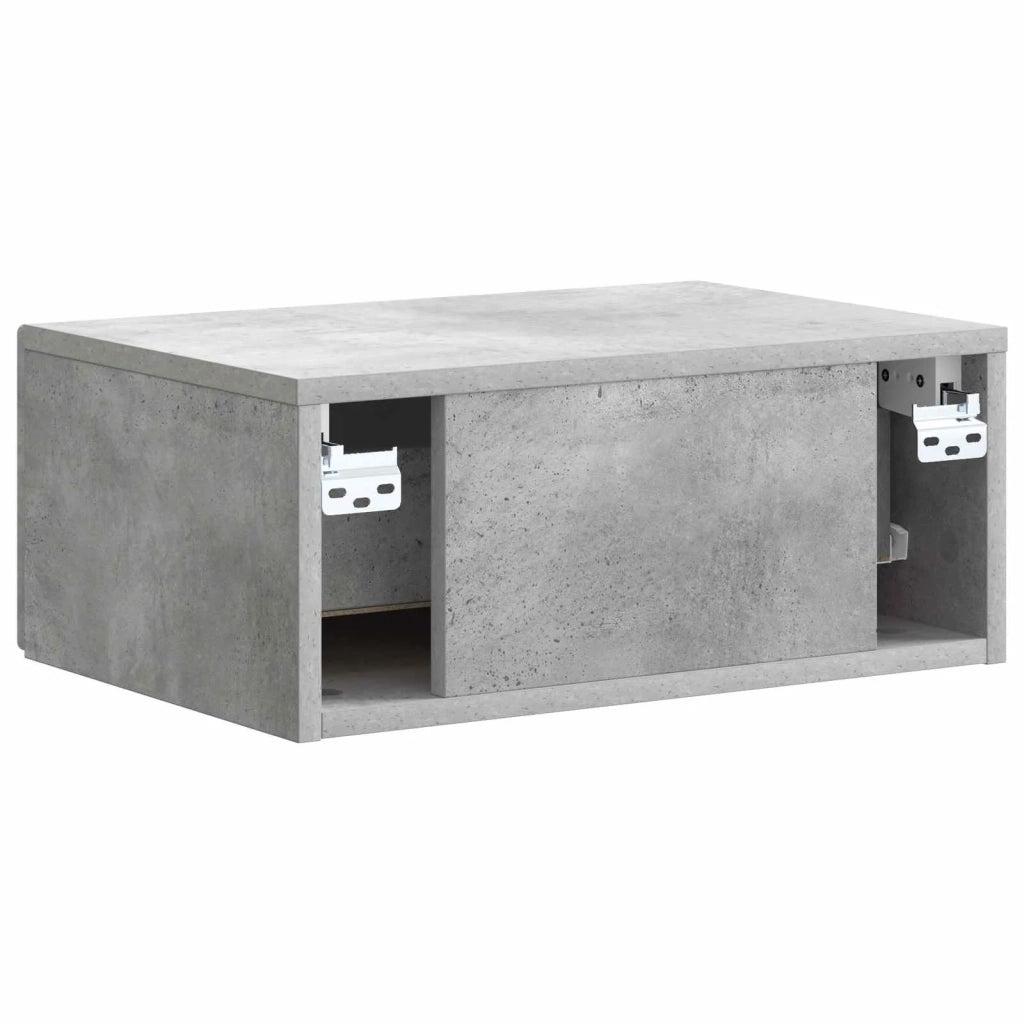Comodino | Armadio da Notte | Mobiletto da notte a muro Grigio Cemento 49 x 34,5 x 20 cm