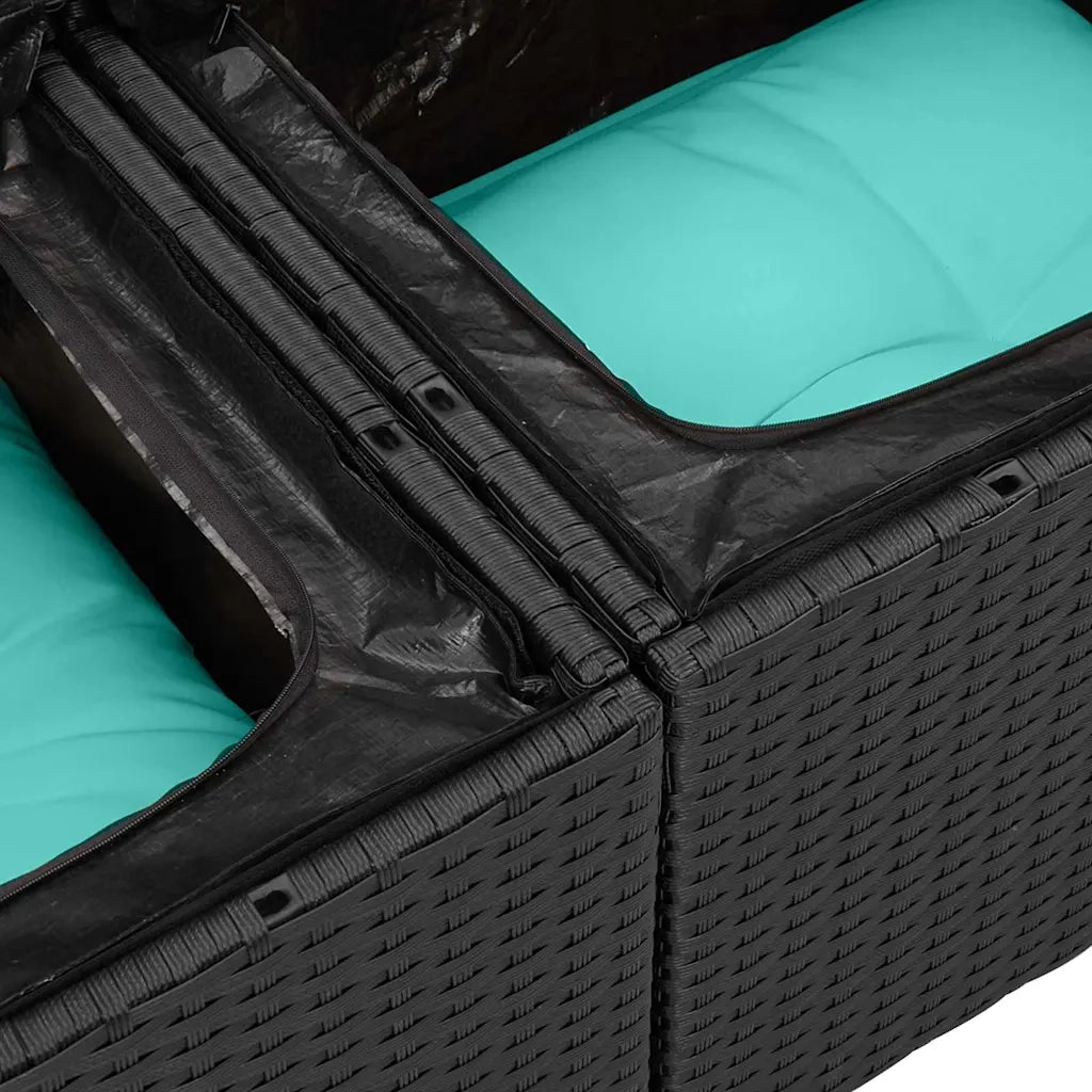 Set Divano da Giardino 5 pcs Nero e Turchese polyrattan 3356247