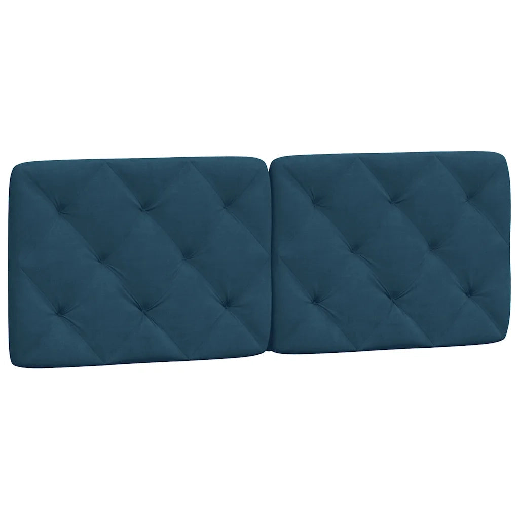 Coussin de tête de lit bleu 120 cm velours