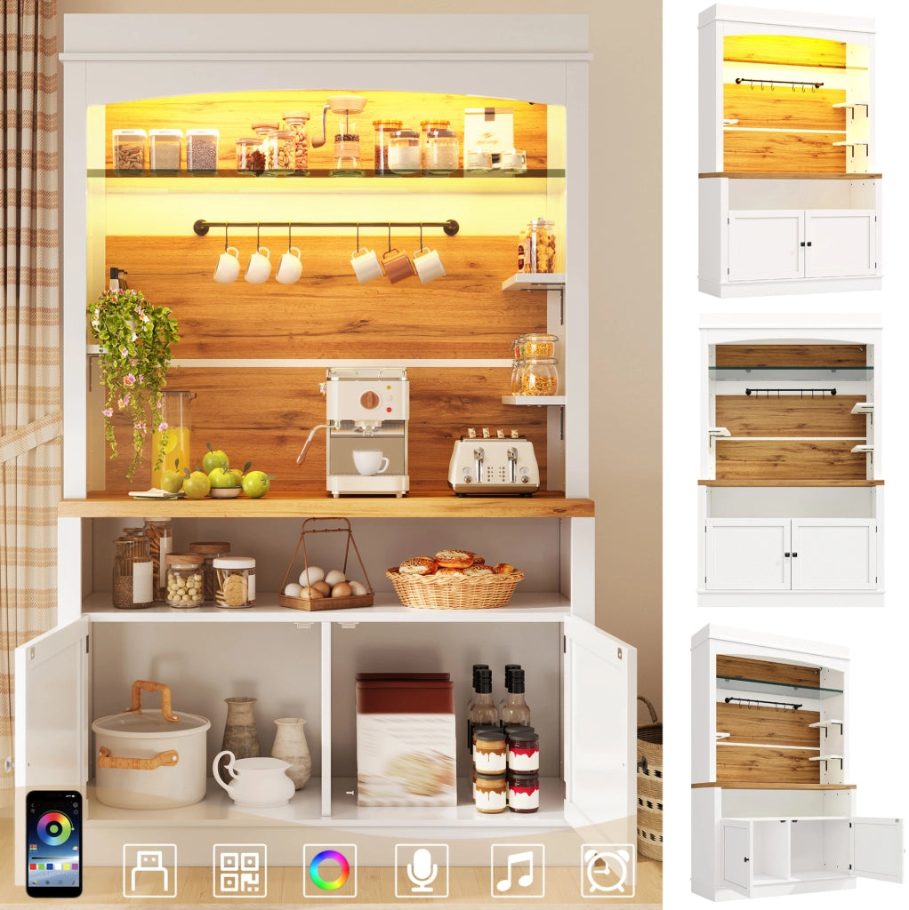 SET 2 pezzi Armadi alti 107x34x184 cm Bianco MDF e metallo con LED