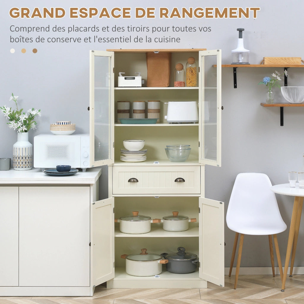 Armadio da cucina con 4 ante e cassetto ¨C Zephmum ¨C Beige 182.5 cm