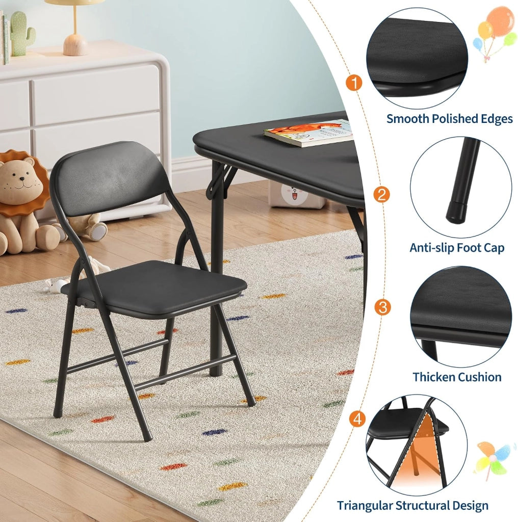 Set di tavolo e sedie pieghevoli da 5 pezzi per bambini con
