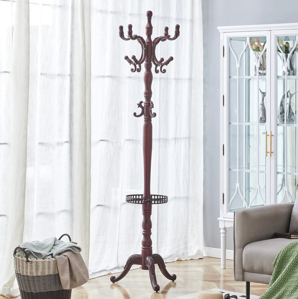 Appendiabiti da terra classico 195 cm in legno massello color noce con base a treppiede