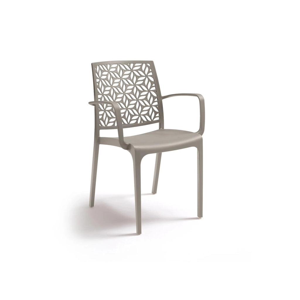 SEDIA NINFA 56X56XH81CM TAUPE CON BRACCIOLI.