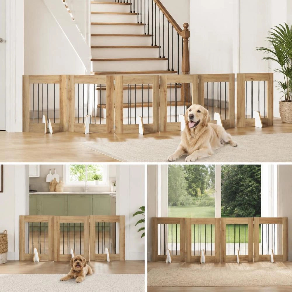 Cancello Per Cani Pieghevole Con Supporti 6 Pz 362 Cm