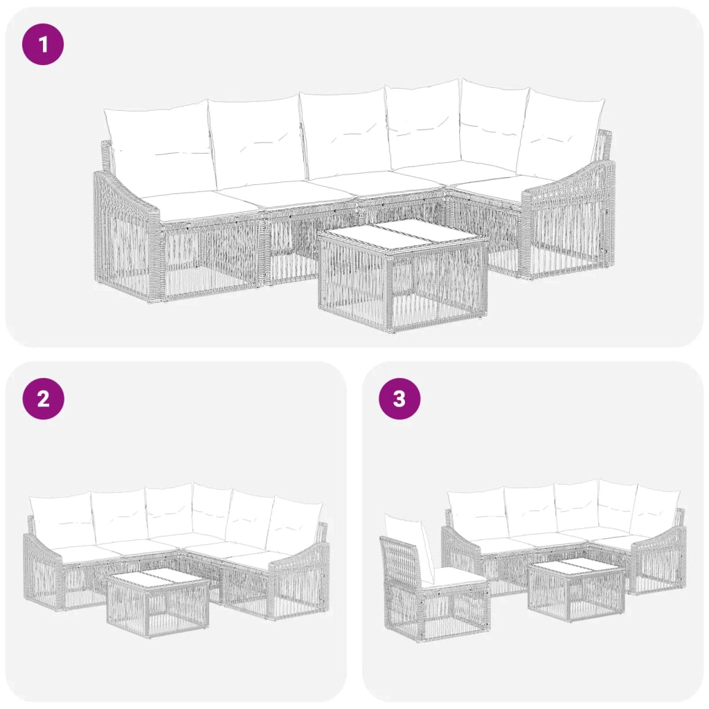 Set Divano da Giardino 6 pz Grigio polyrattan 3436007