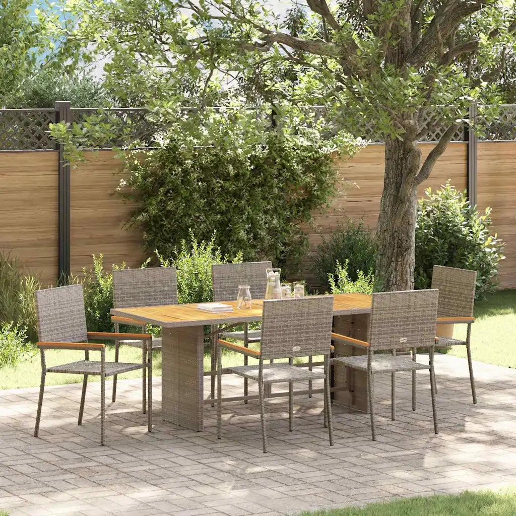 Set da Pranzo per Giardino 7 pcs Grigio polyrattan