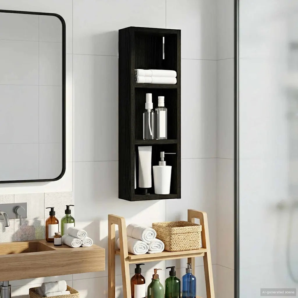 Armoire murale de salle de bain Chêne Noir 20 x 10 x 60,5 cm