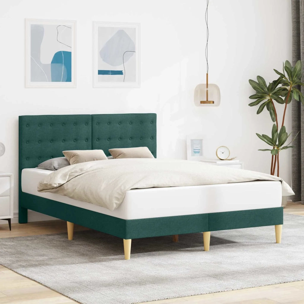 Letto matrimoniale | Letto per adulti | Struttura del letto Verde Scuro 140 x 200 cm Tessuto