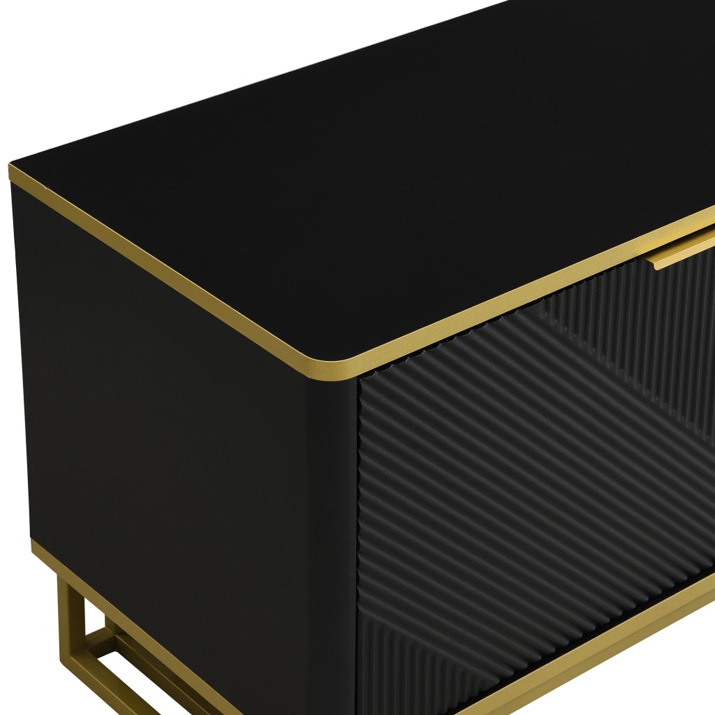 Mobile porta televisore 160 cm nero e oro con quattro ante