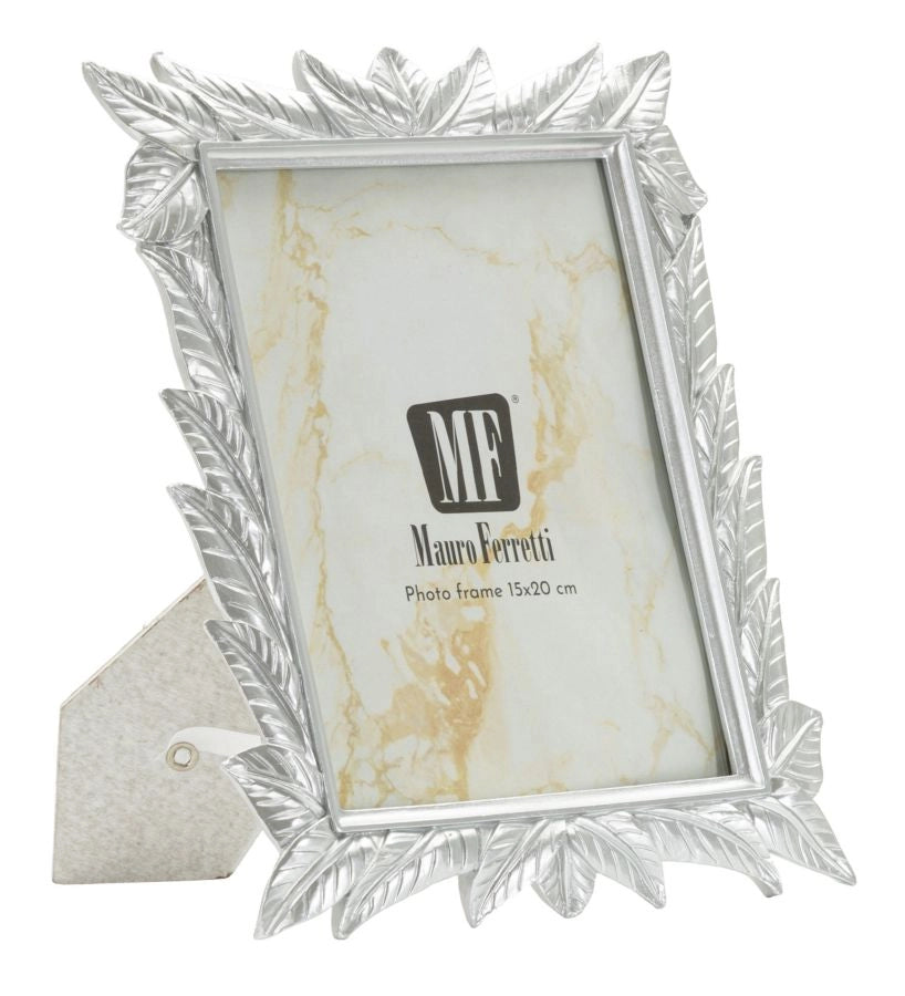 Cornice Leavy Silver 21,2x1,7x26,8 cm in Resina e Vetro Argento