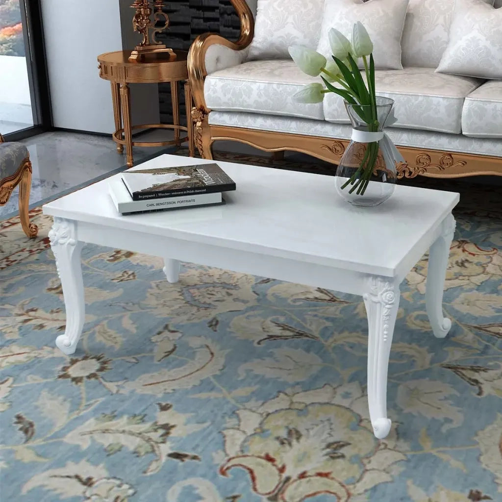 Tavolino da salotto | Tavolino da caff¨¨ | Tavolino da Soggiorno 100x60x42 cm Bianco Lucido