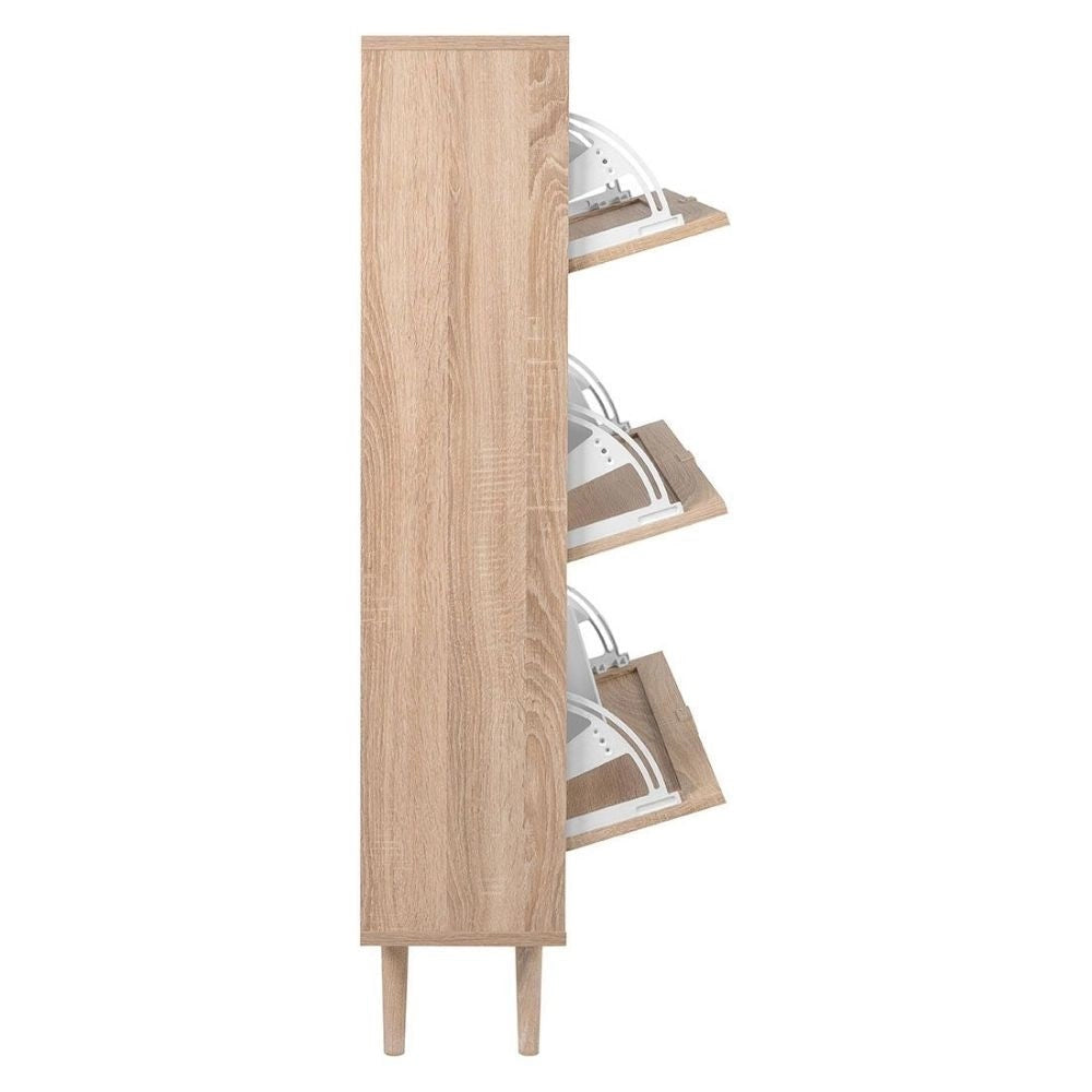 Scarpiera Bali 70x24x125 cm 3 ante a ribalta effetto vimini