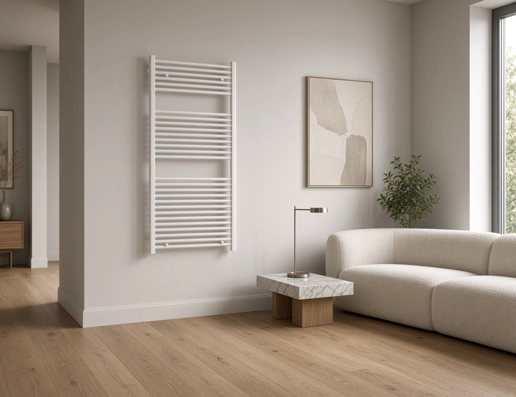 Scaldasalviette termoarredo 150x50 cm (int.45) bianco da bagno tubi dritti MICHALI