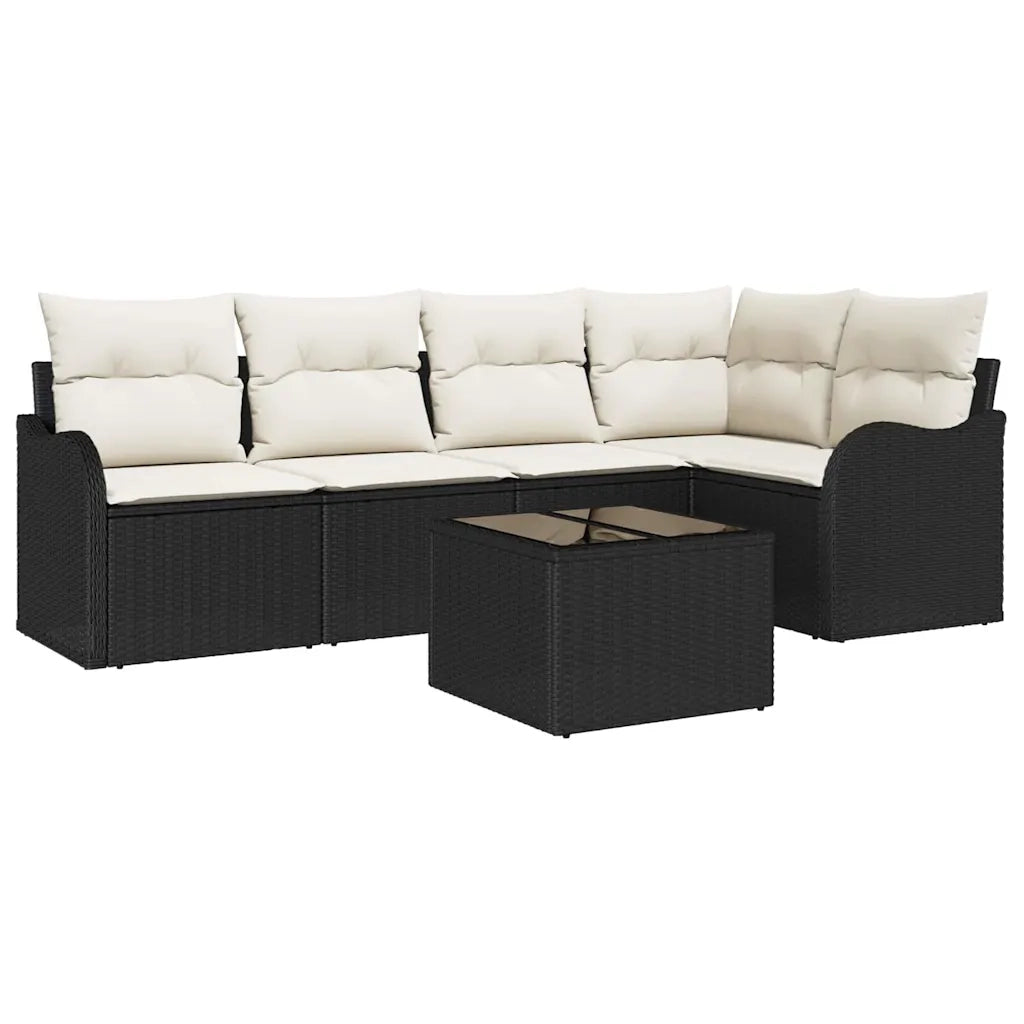 Set Divano da Giardino con archiviazione 6 pcs Nero polyrattan