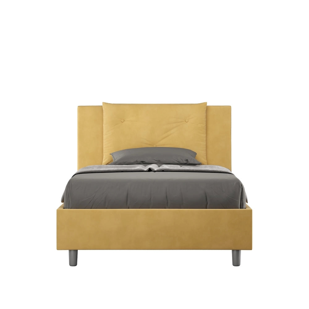 Letto Singolo 80x200 cm con Rete e Contenitore Appia Ocra