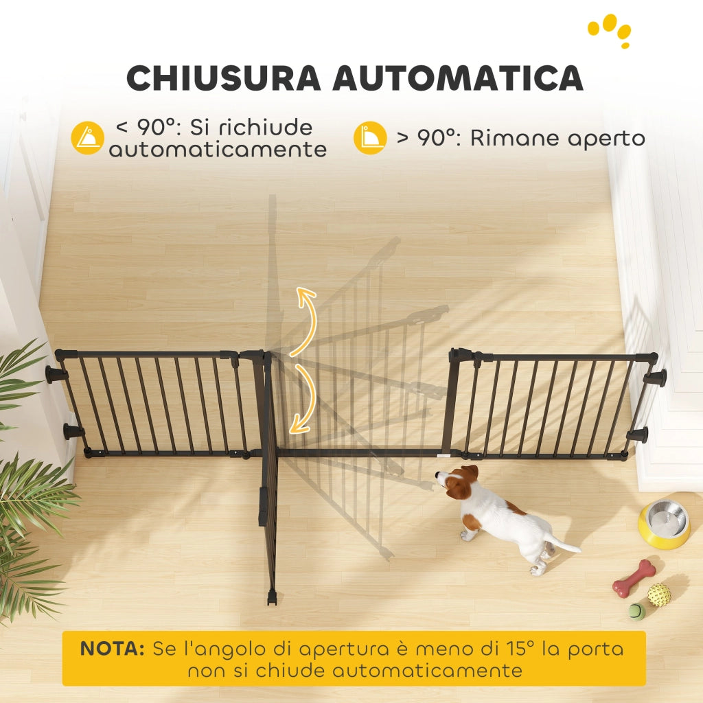 Cancello per Cani Pieghevole in Acciaio ¨C Minimal ¨C Nero 202.5x2x76cm