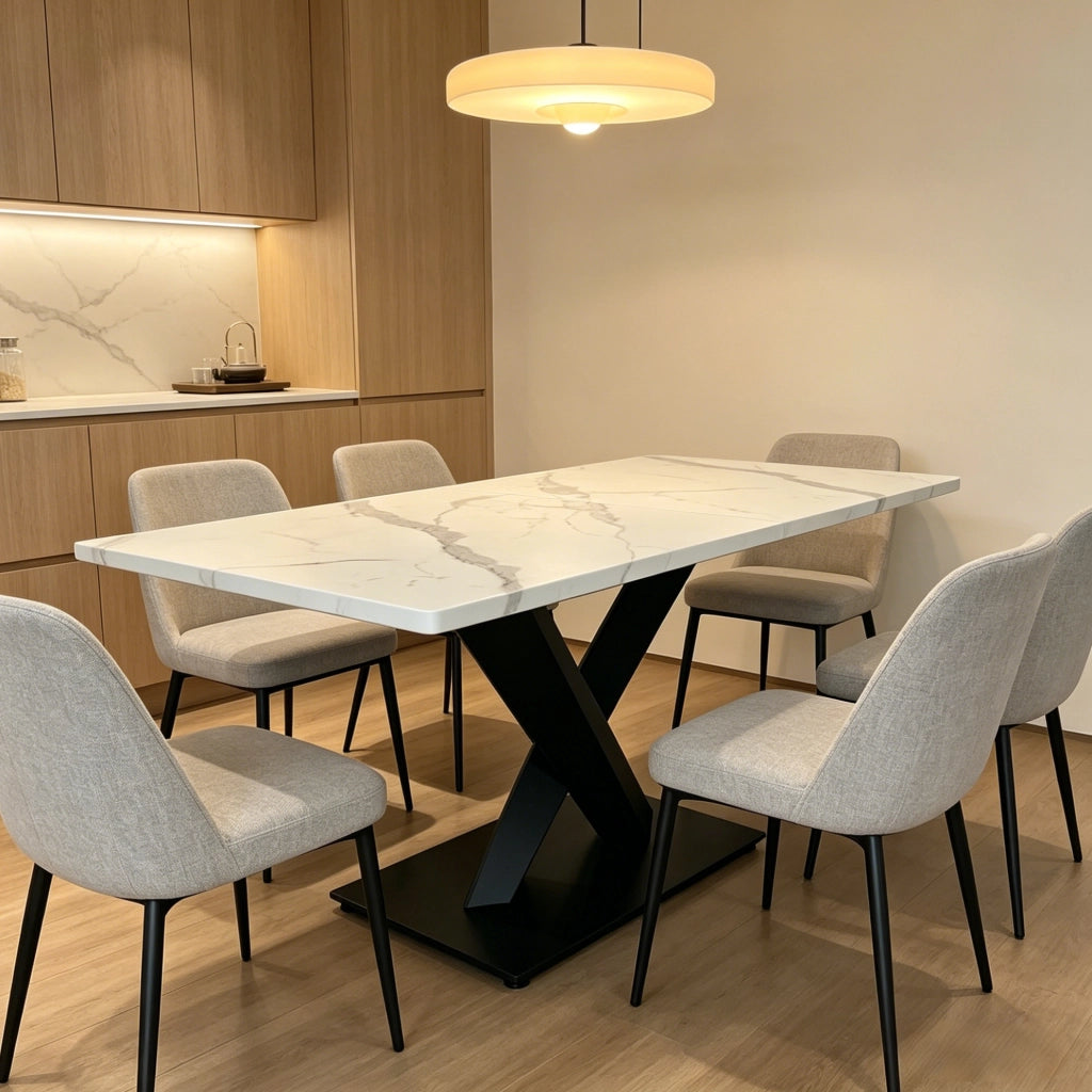 Tavolo da pranzo rettangolare 160x80 cm bianco e nero