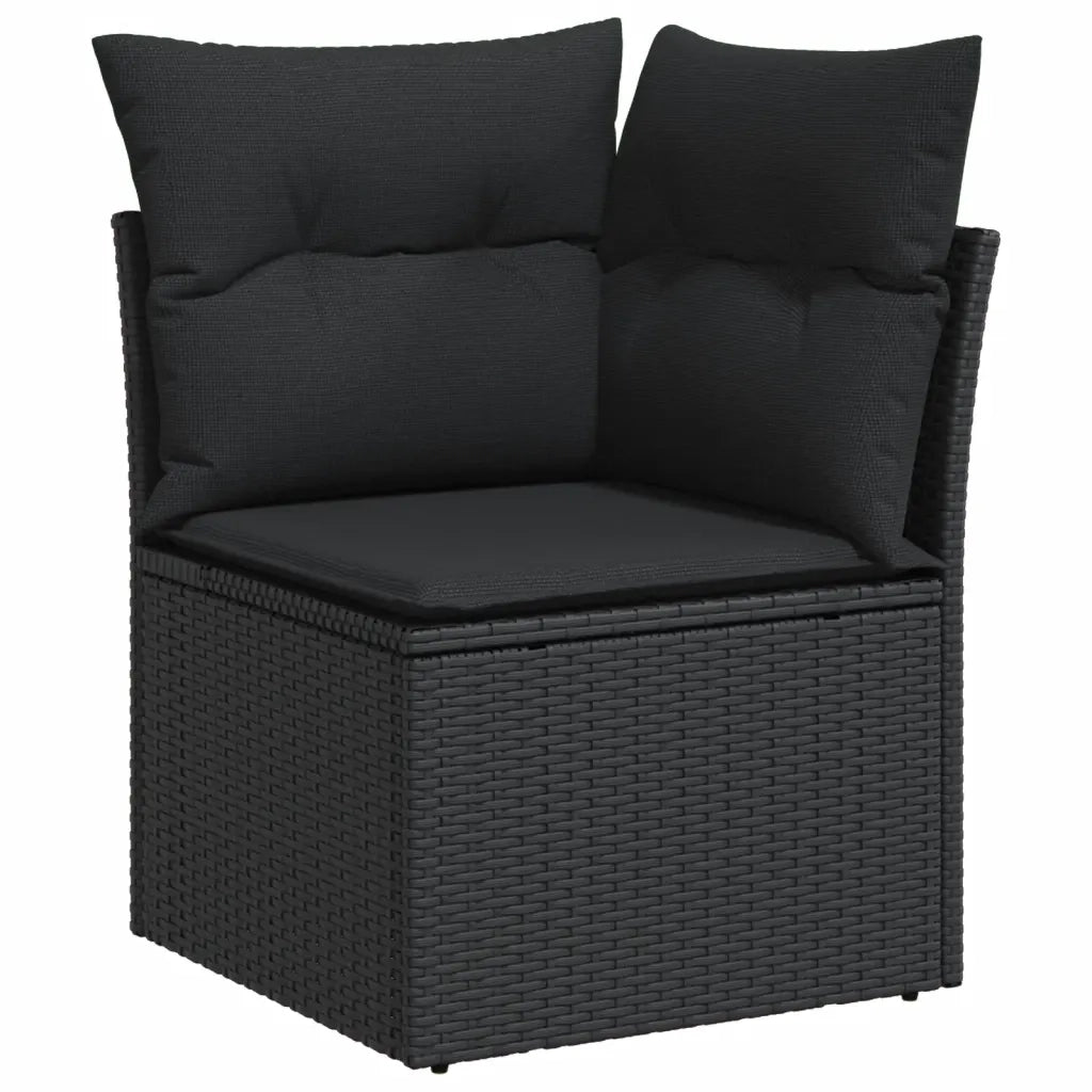 Set Divani da Giardino 10pz con Cuscini in Polyrattan Nero 3219445