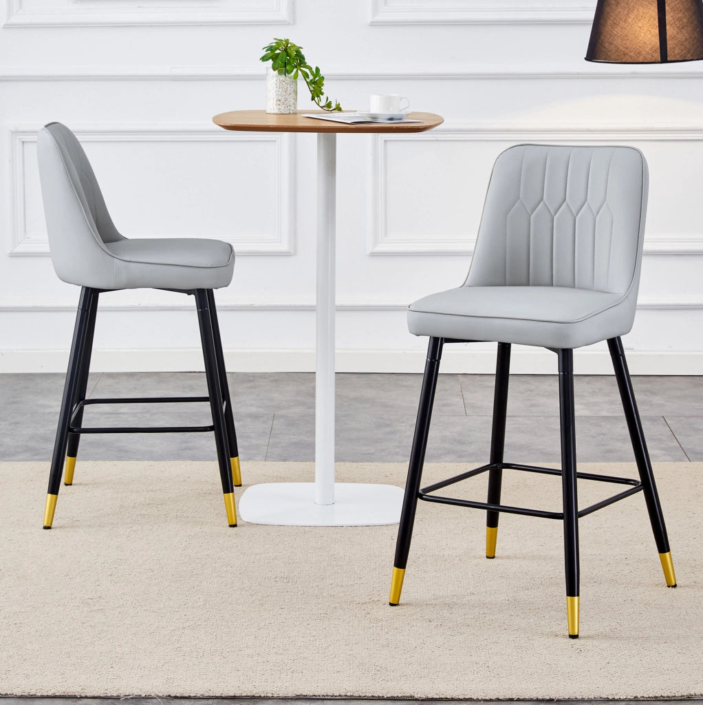 SGABELLO Set da 2 pezzi 100 cm in PU grigio chiaro e metallo nero