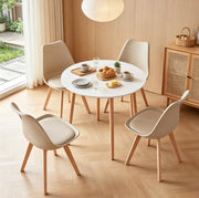Set da pranzo con tavolo rotondo e 4 sedie moderne