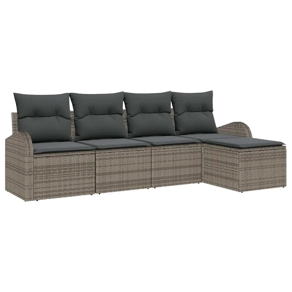 Set di divani con cuscino 5 pcs Grigio polyrattan