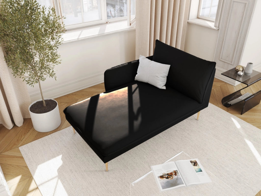 Cosmopolitan Design - Chaise longue sinistra "Vienna" in velluto nero 