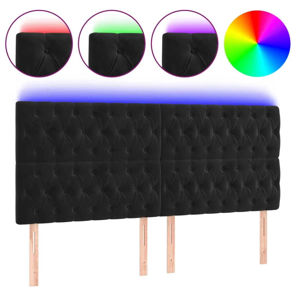 Testiera | Testata a LED Nera 180x7x118/128 cm in Velluto