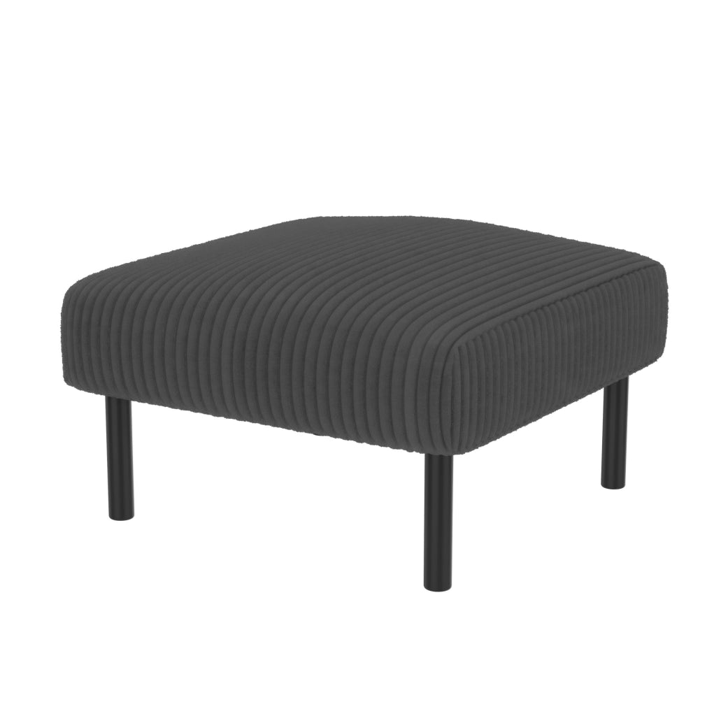 Set divano 2 posti; poltrona e pouf in velluto a coste; grigio