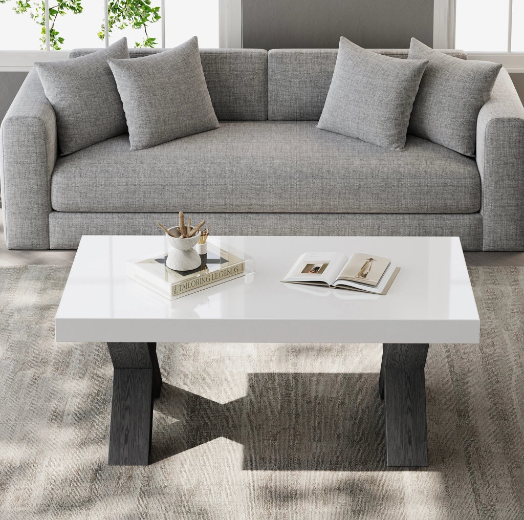 TAVOLINO DA CAFFÈ Rettangolare 100x50x40 cm Bianco/Nero in MDF