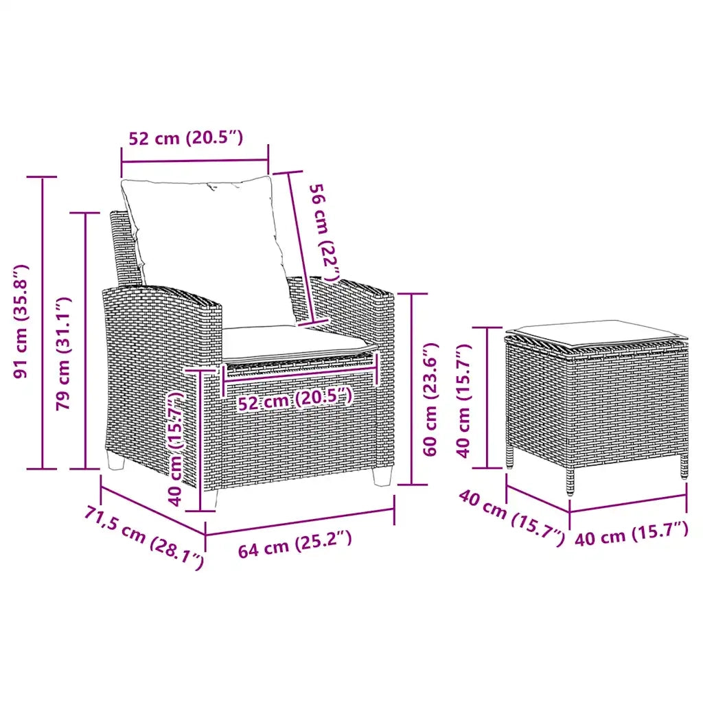 Set Divani da Giardino 4 pz con Cuscini in Polyrattan Grigio CFW9620808